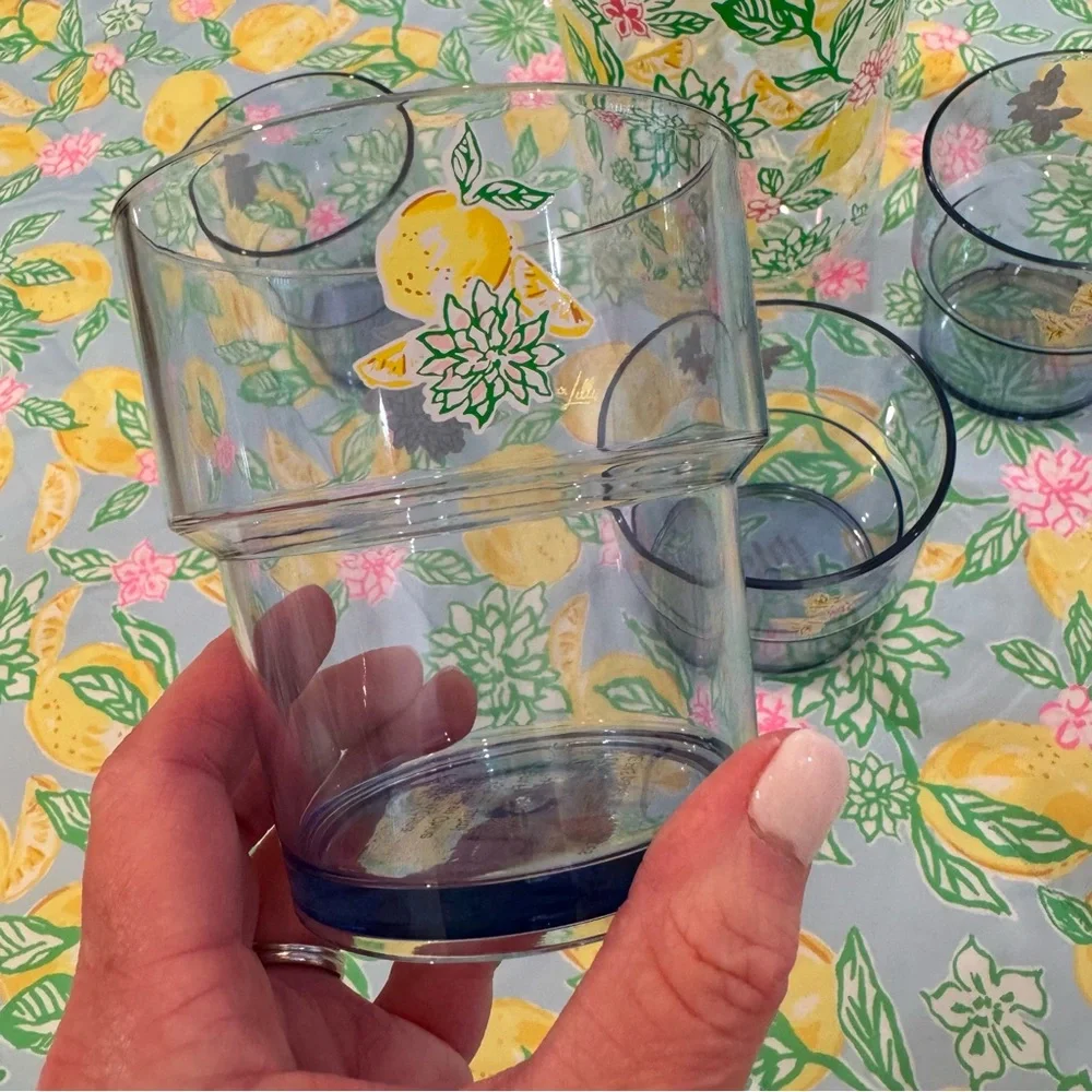 NWT Lilly Pulitzer Make Lemonade Pitcher & Cup Set